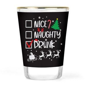 Christmas Shot Glass | Nice Naughty Drunk | Christmas Party Shot Glasses | XMAS